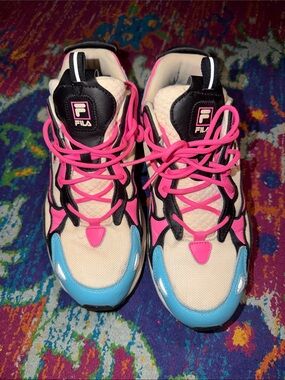 Fila Pink, Blue & Cream Retro Colorblock Sneakers